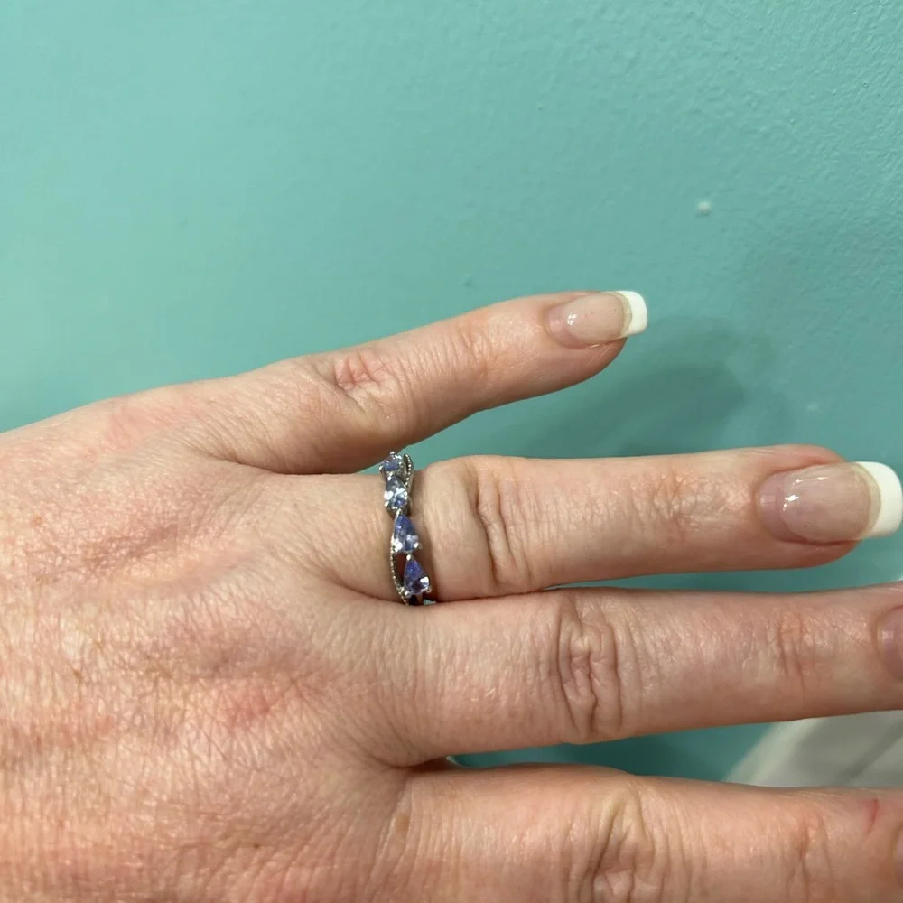 Rare Blue Tanzanite Silver Ring SZ 6 - Picture 3 of 8